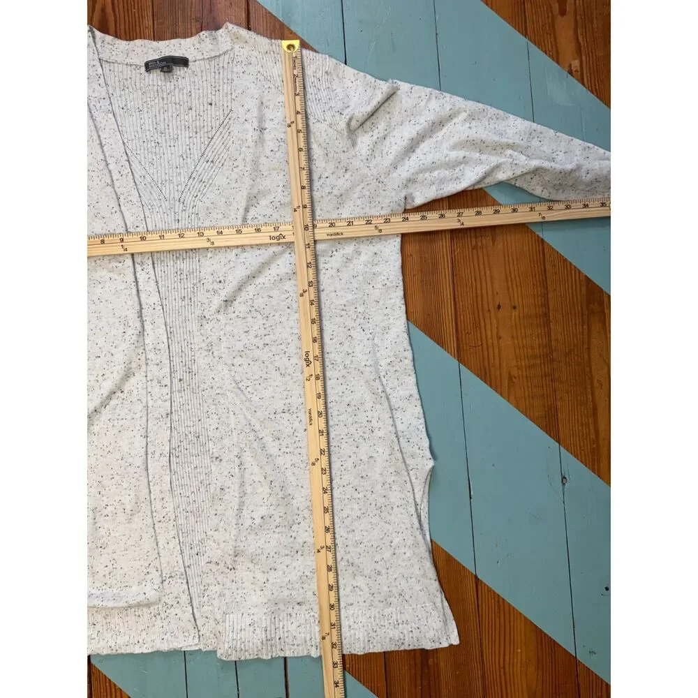 89th & Madison Long Cardigan Sweater XL Speckled Salt & Pepper Open Front Knit